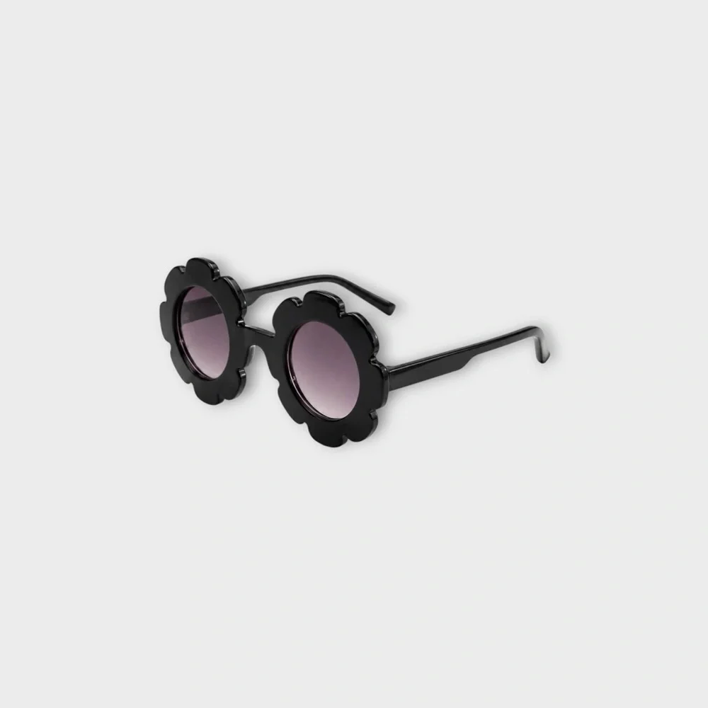 Black Flower Frame Round Sunglasses
